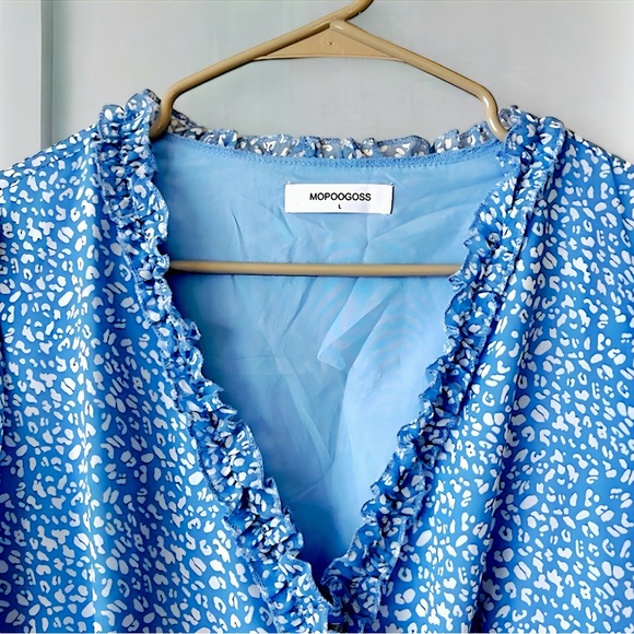 Ruffle Dot Print Dress LARGE - Picture 6 of 12